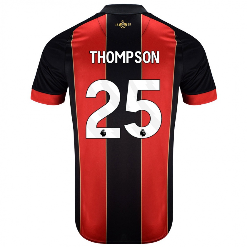 Kandiny Uomo Maglia Kenni Thompson #25 Rosso Nero Kit Gara Home 2024/25 Maglietta