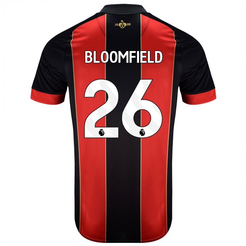 Kandiny Uomo Maglia Erin Bloomfield #26 Rosso Nero Kit Gara Home 2024/25 Maglietta