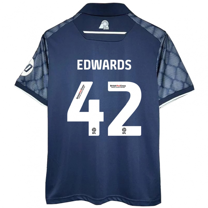 Kandiny Hombre Camiseta Callum Edwards #42 Negro 2ª Equipación 2024/25 La Camisa