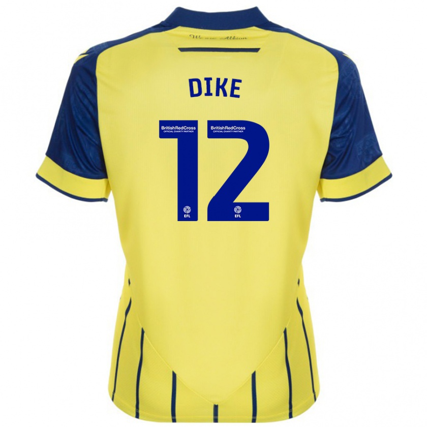 Kandiny Uomo Maglia Daryl Dike #12 Giallo Blu Kit Gara Away 2024/25 Maglietta