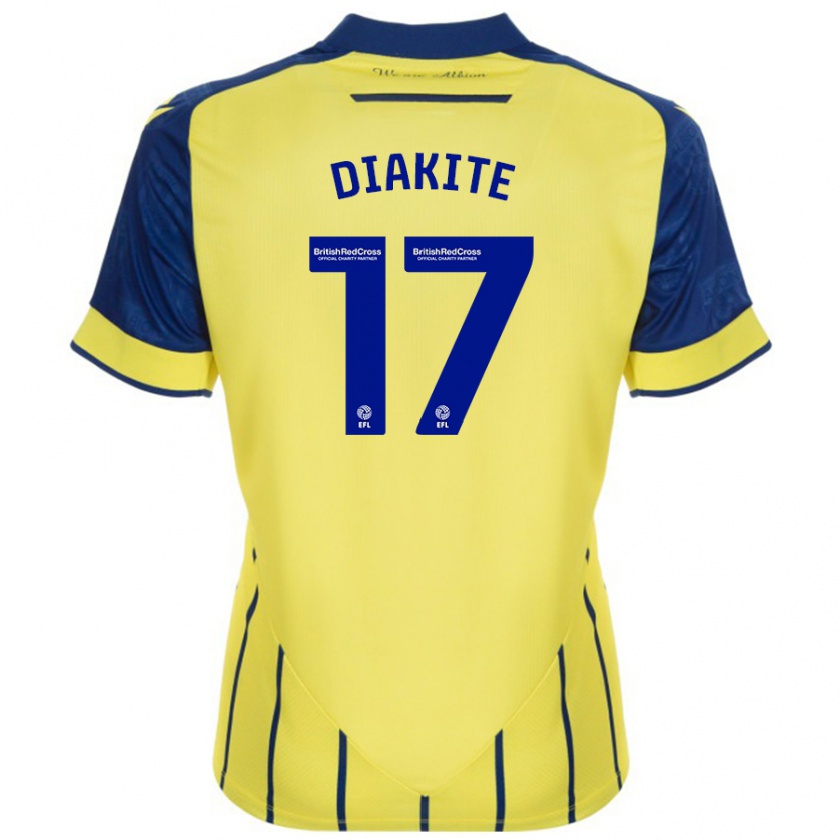 Kandiny Heren Ousmane Diakité #17 Geel Blauw Uitshirt Uittenue 2024/25 T-Shirt België