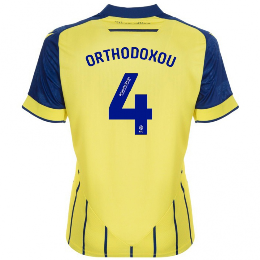 Kandiny Uomo Maglia Francesca Orthodoxou #4 Giallo Blu Kit Gara Away 2024/25 Maglietta