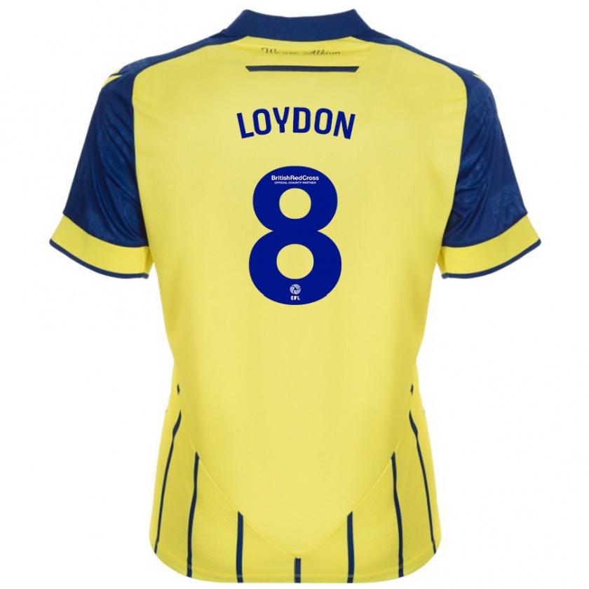 Kandiny Uomo Maglia Abi Loydon #8 Giallo Blu Kit Gara Away 2024/25 Maglietta