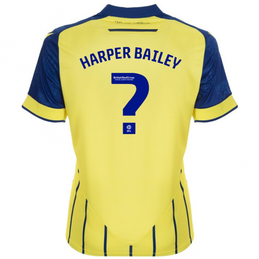 Kandiny Uomo Maglia Aaron Harper-Bailey #0 Giallo Blu Kit Gara Away 2024/25 Maglietta