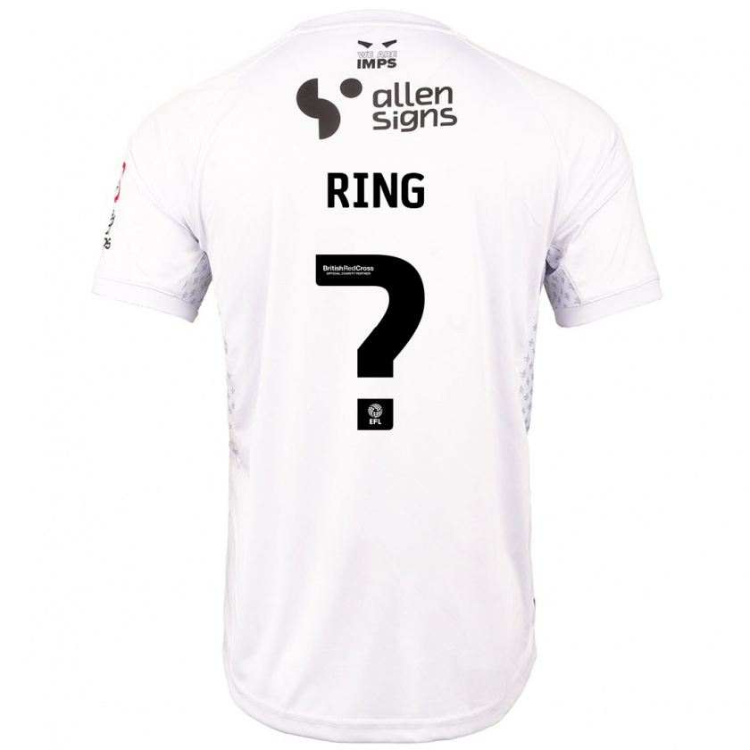 Kandiny Uomo Maglia Erik Ring #0 Rosso Bianco Kit Gara Away 2024/25 Maglietta