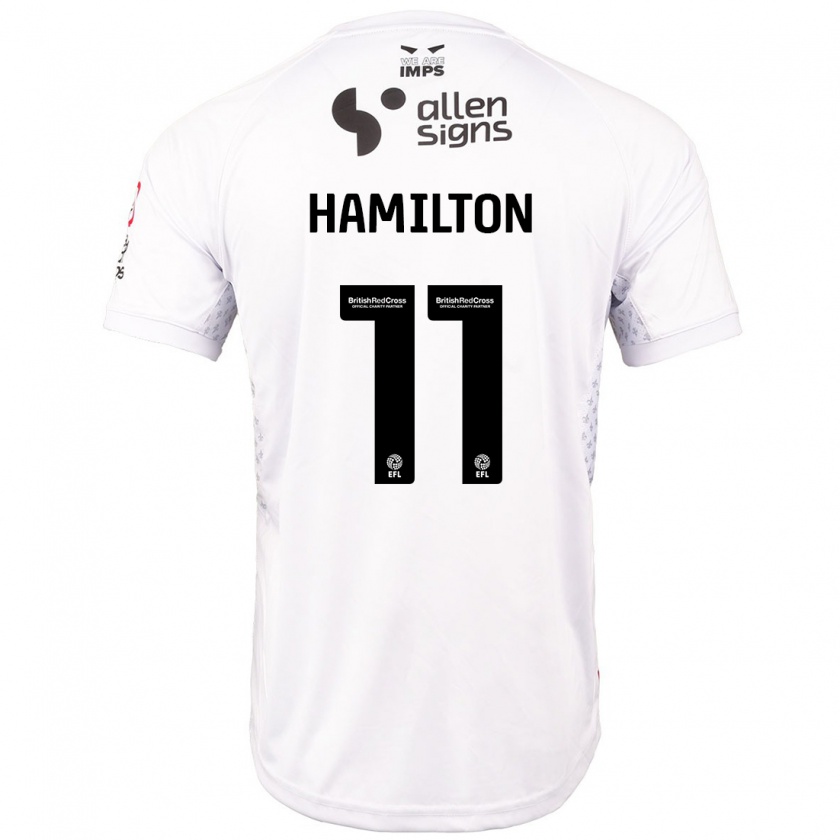 Kandiny Uomo Maglia Ethan Hamilton #11 Rosso Bianco Kit Gara Away 2024/25 Maglietta