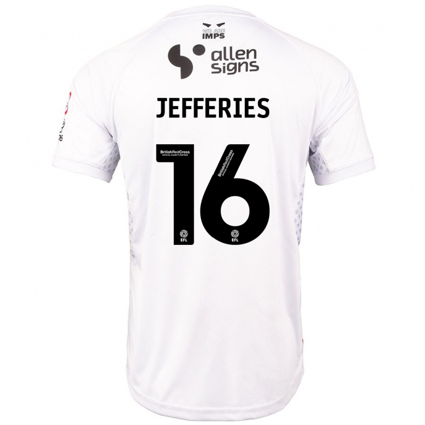 Kandiny Hombre Camiseta Dom Jefferies #16 Rojo Blanco 2ª Equipación 2024/25 La Camisa