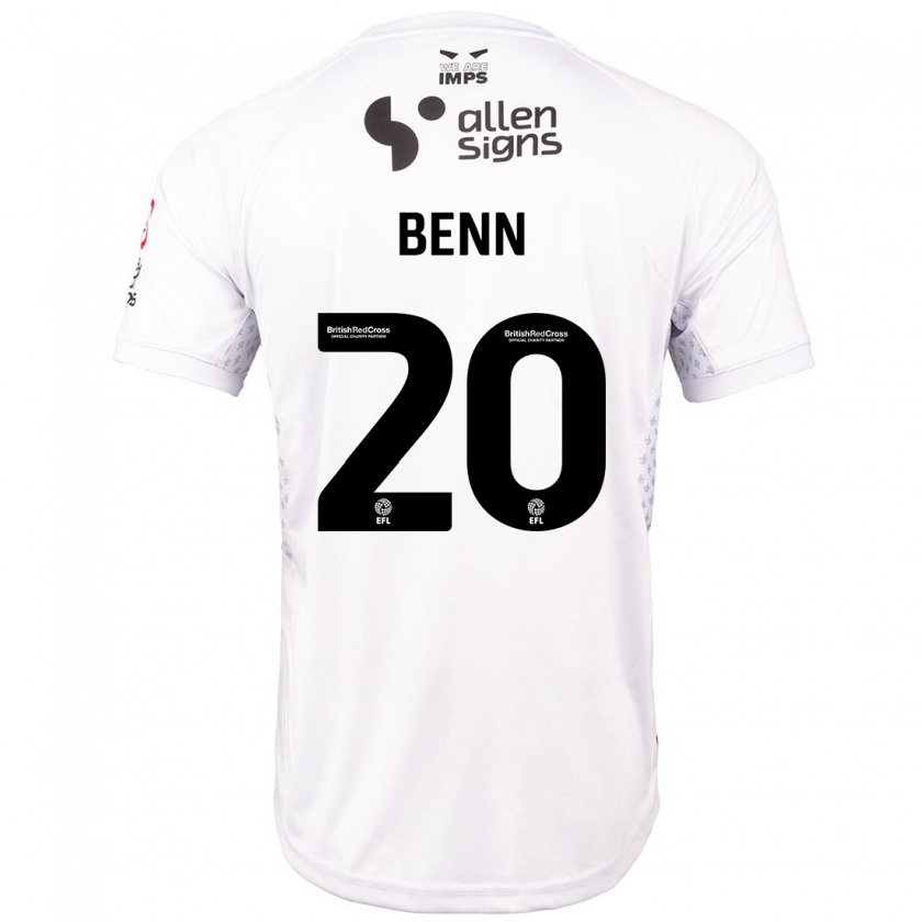 Kandiny Uomo Maglia Jay Benn #20 Rosso Bianco Kit Gara Away 2024/25 Maglietta