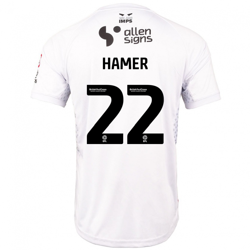 Kandiny Hombre Camiseta Tom Hamer #22 Rojo Blanco 2ª Equipación 2024/25 La Camisa