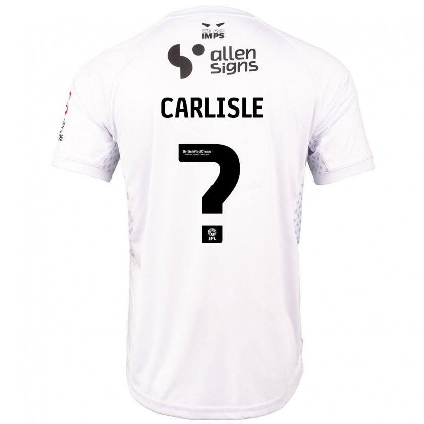 Kandiny Heren Charlie Carlisle #0 Rood Wit Uitshirt Uittenue 2024/25 T-Shirt