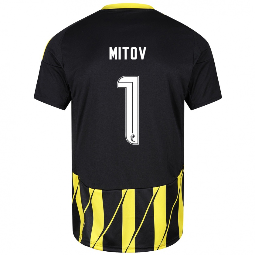 Kandiny Hombre Camiseta Dimitar Mitov #1 Negro Amarillo 2ª Equipación 2024/25 La Camisa