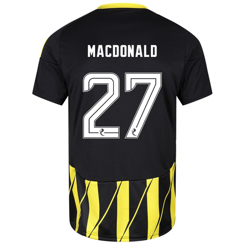 Kandiny Uomo Maglia Angus Macdonald #27 Nero Giallo Kit Gara Away 2024/25 Maglietta