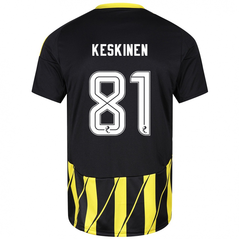 Kandiny Herren Topi Keskinen #81 Schwarz Gelb Auswärtstrikot Trikot 2024/25 T-Shirt Österreich