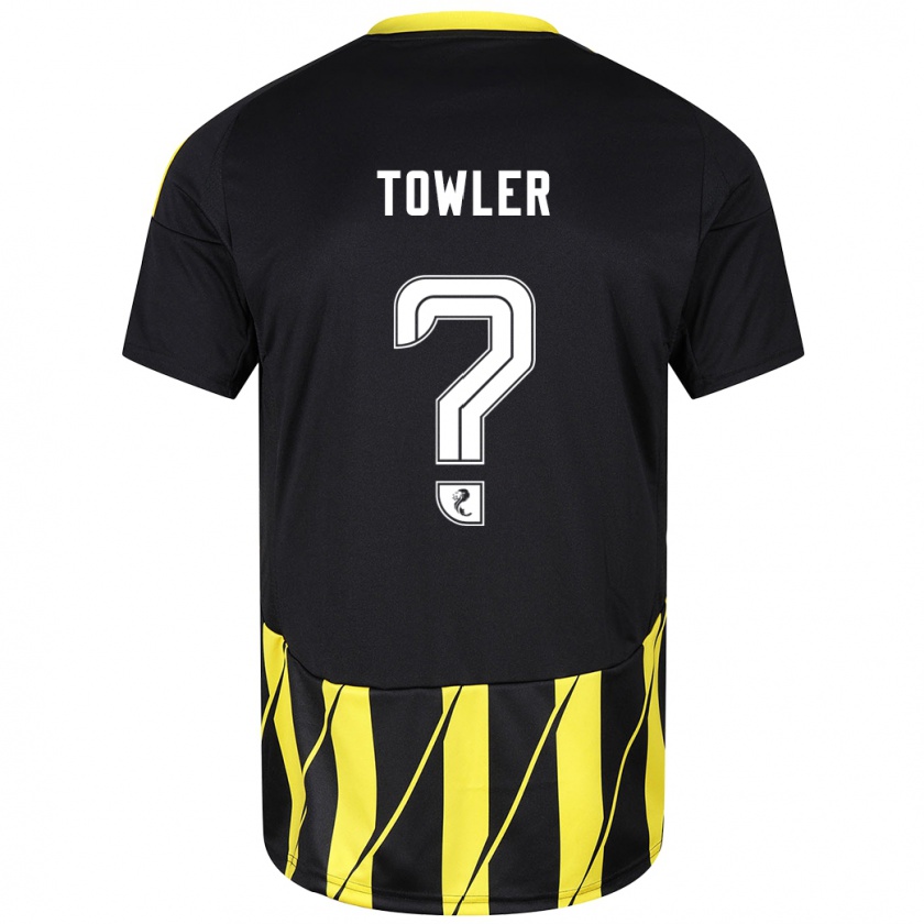 Kandiny Uomo Maglia Evan Towler #0 Nero Giallo Kit Gara Away 2024/25 Maglietta