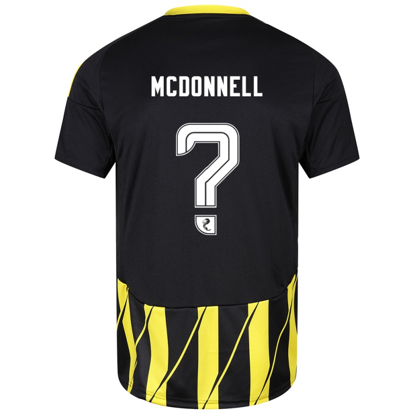 Kandiny Heren Noah Mcdonnell #0 Zwart Geel Uitshirt Uittenue 2024/25 T-Shirt