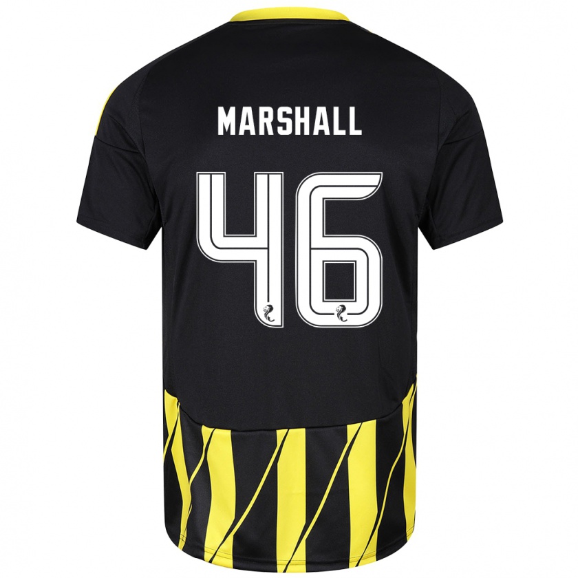 Kandiny Heren Findlay Marshall #46 Zwart Geel Uitshirt Uittenue 2024/25 T-Shirt