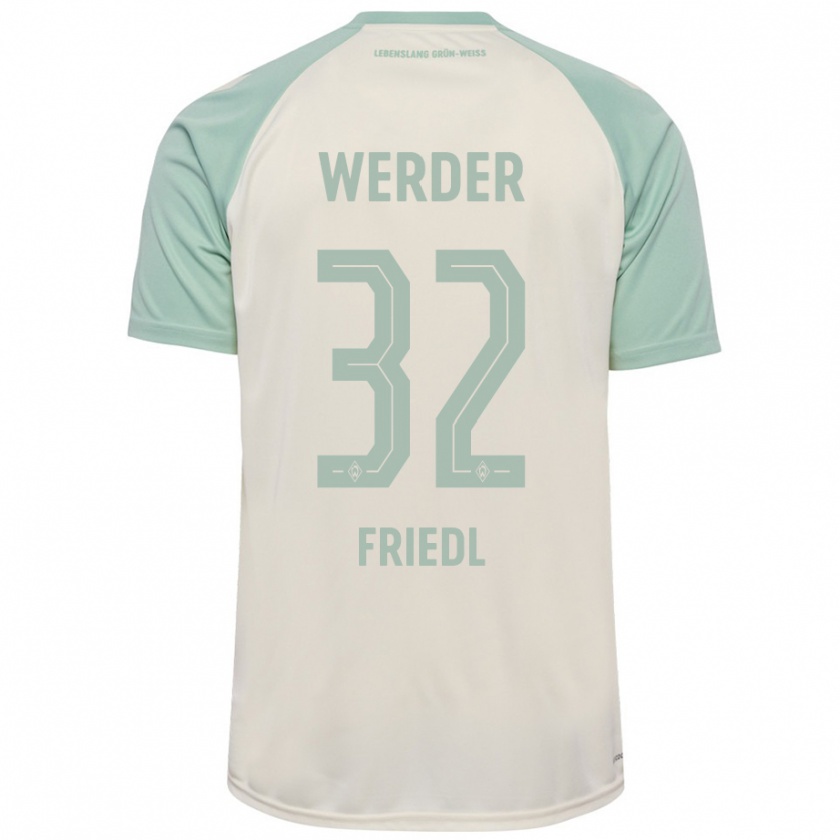 Kandiny Uomo Maglia Marco Friedl #32 Bianco Sporco Verde Chiaro Kit Gara Away 2024/25 Maglietta