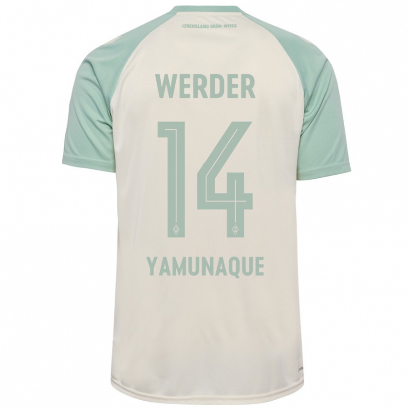 Kandiny Heren Rafael Pascual Ramirez Yamunaque #14 Off-White Lichtgroen Uitshirt Uittenue 2024/25 T-Shirt