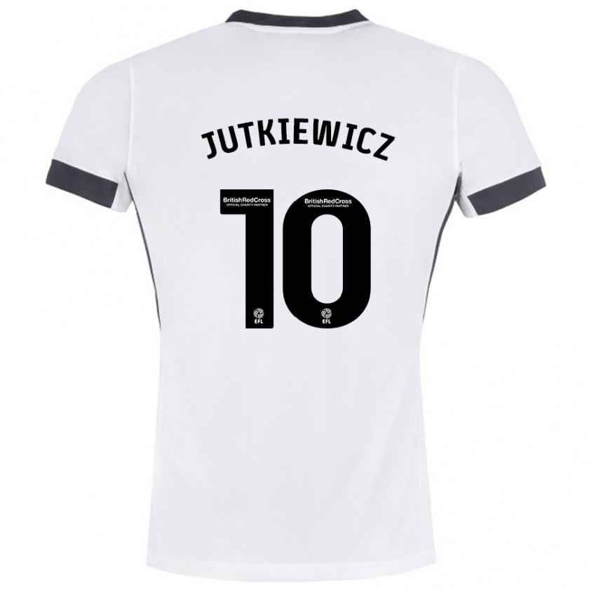 Kandiny Uomo Maglia Lukas Jutkiewicz #10 Bianco Nero Kit Gara Away 2024/25 Maglietta