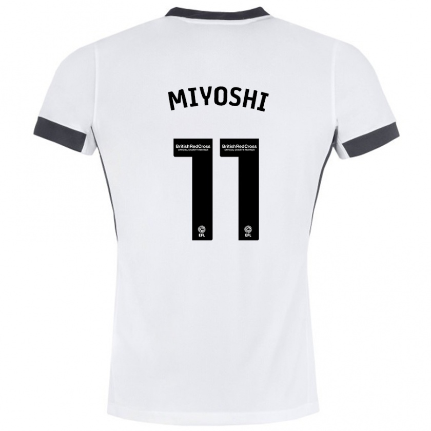 Kandiny Uomo Maglia Koji Miyoshi #11 Bianco Nero Kit Gara Away 2024/25 Maglietta