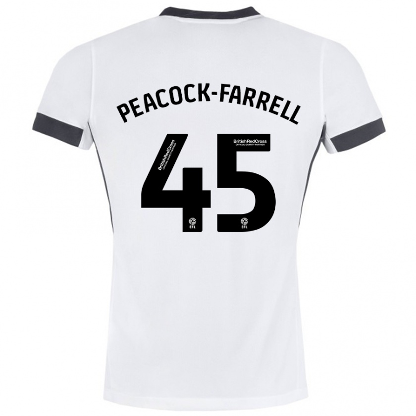 Kandiny Uomo Maglia Bailey Peacock-Farrell #45 Bianco Nero Kit Gara Away 2024/25 Maglietta