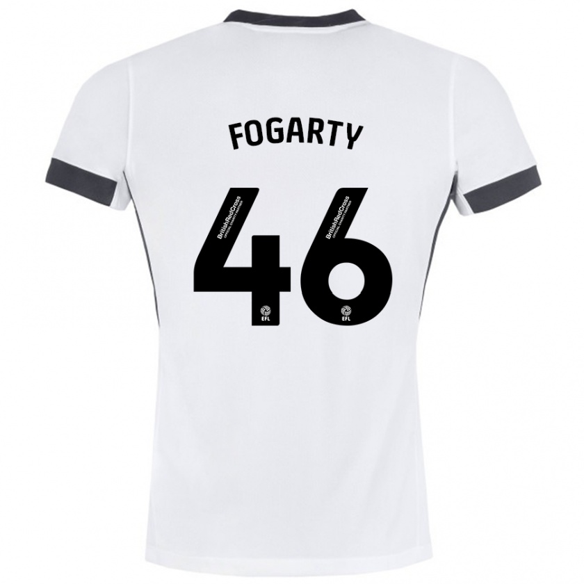 Kandiny Heren Tom Fogarty #46 Wit Zwart Uitshirt Uittenue 2024/25 T-Shirt