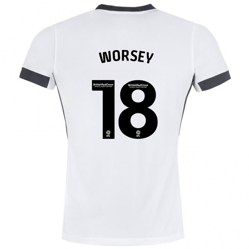 Kandiny Heren Louanne Worsey #18 Wit Zwart Uitshirt Uittenue 2024/25 T-Shirt België