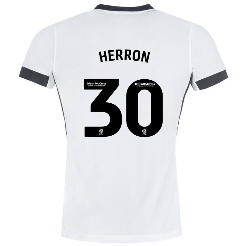 Kandiny Heren Neve Herron #30 Wit Zwart Uitshirt Uittenue 2024/25 T-Shirt