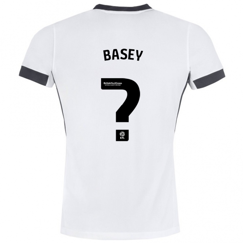 Kandiny Uomo Maglia Oliver Basey #0 Bianco Nero Kit Gara Away 2024/25 Maglietta