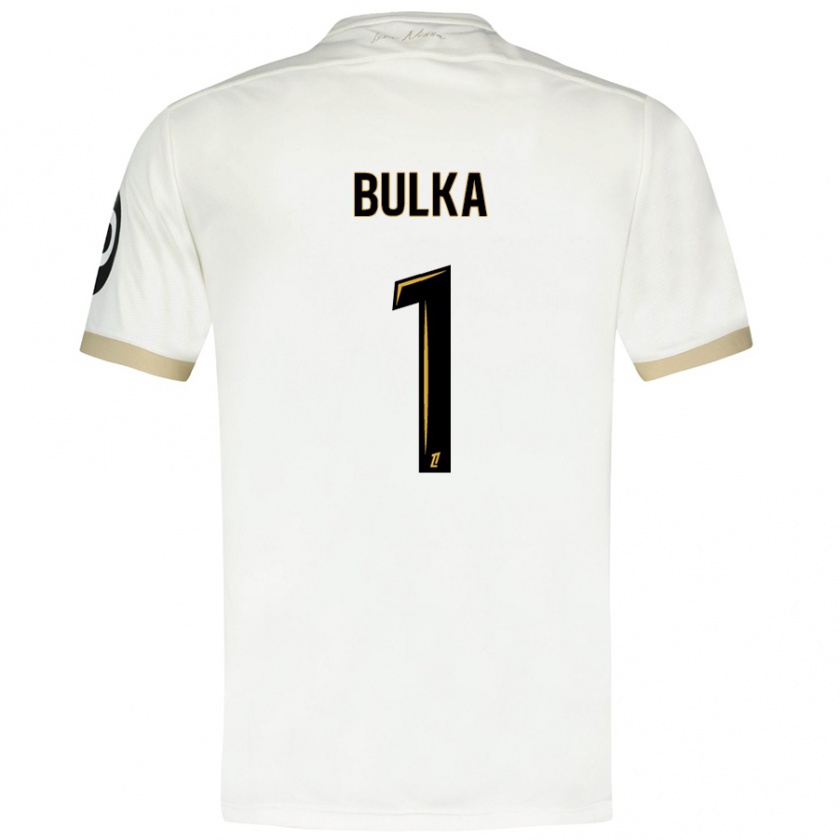 Kandiny Uomo Maglia Marcin Bulka #1 Bianco Oro Kit Gara Away 2024/25 Maglietta