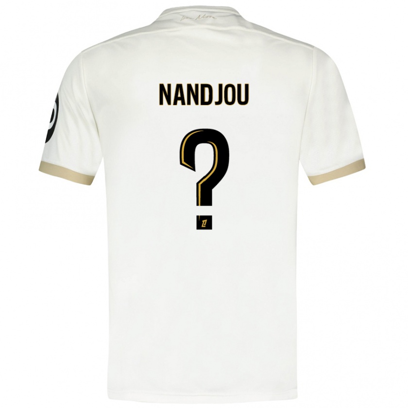 Kandiny Uomo Maglia Yaël Nandjou #0 Bianco Oro Kit Gara Away 2024/25 Maglietta