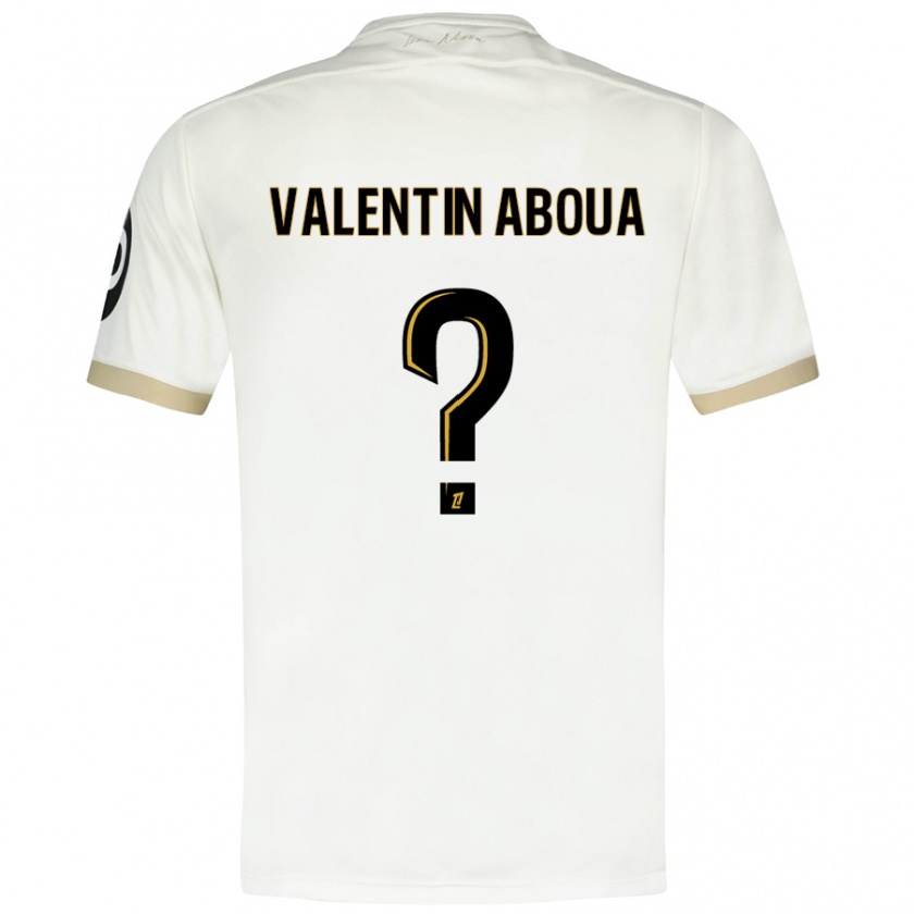 Kandiny Uomo Maglia Louis Valentin Aboua #0 Bianco Oro Kit Gara Away 2024/25 Maglietta