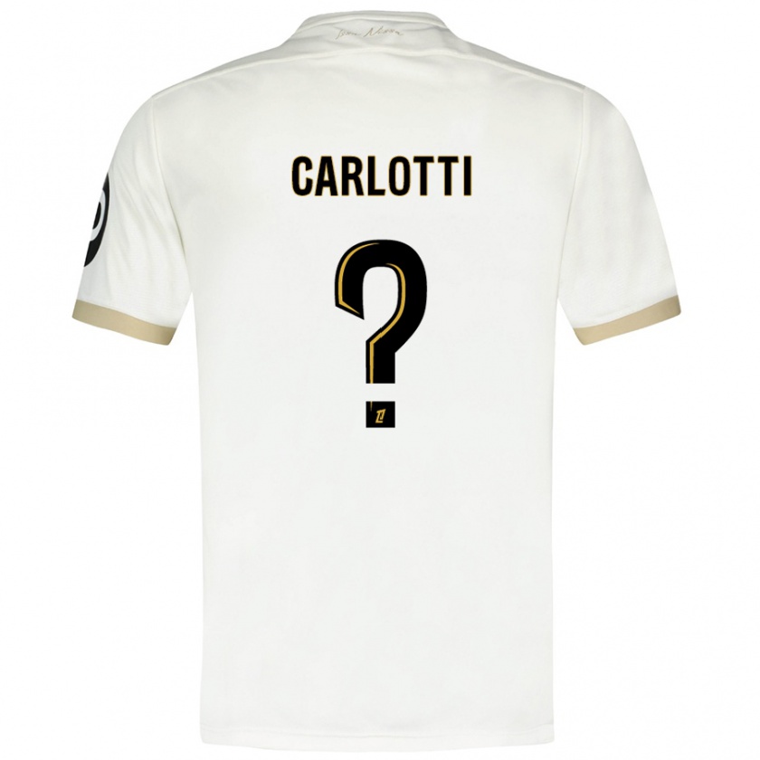 Kandiny Uomo Maglia Mathis Carlotti #0 Bianco Oro Kit Gara Away 2024/25 Maglietta