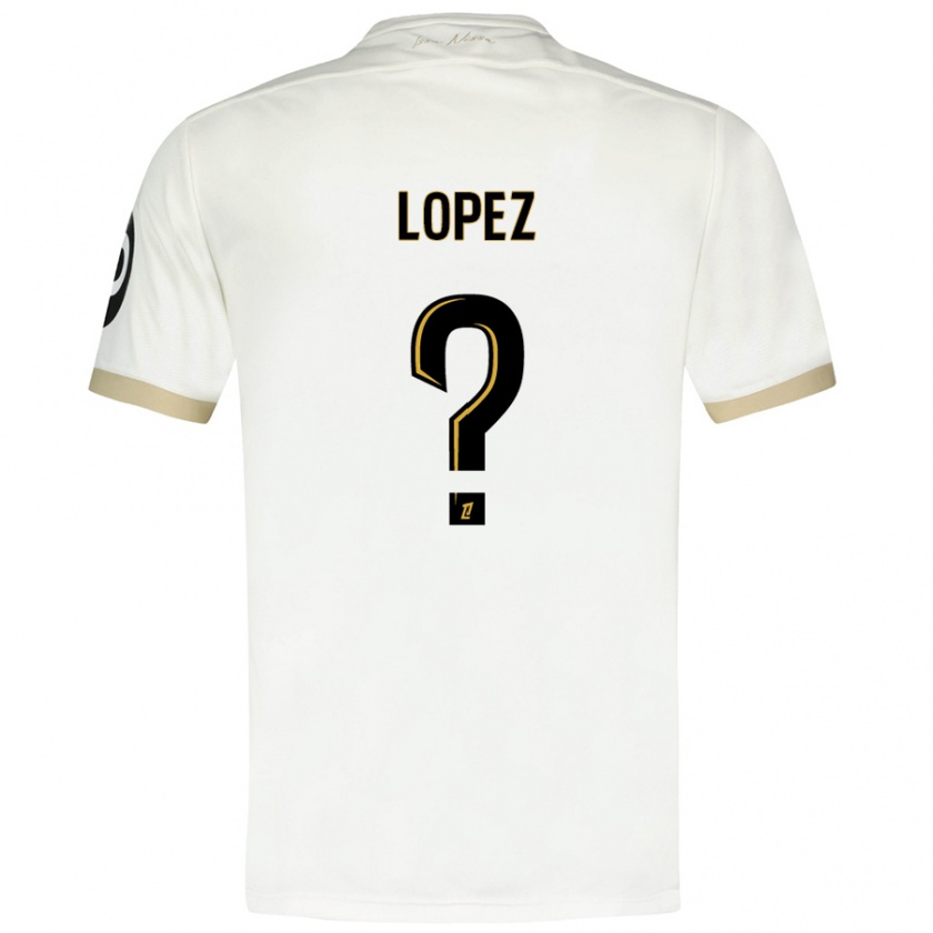 Kandiny Uomo Maglia Kylian Lopez #0 Bianco Oro Kit Gara Away 2024/25 Maglietta