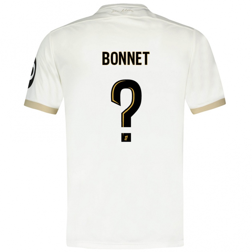 Kandiny Uomo Maglia Thomas Bonnet #0 Bianco Oro Kit Gara Away 2024/25 Maglietta