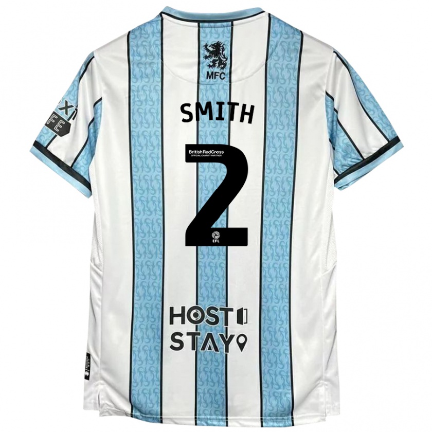 Kandiny Uomo Maglia Tommy Smith #2 Bianco Blu Kit Gara Away 2024/25 Maglietta