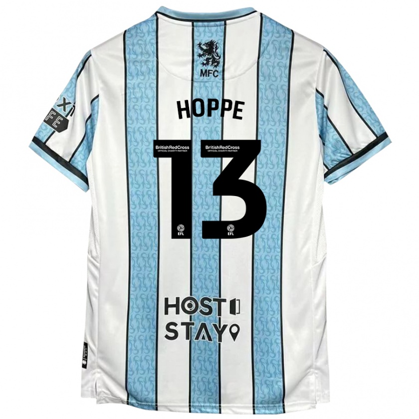 Kandiny Uomo Maglia Matthew Hoppe #13 Bianco Blu Kit Gara Away 2024/25 Maglietta