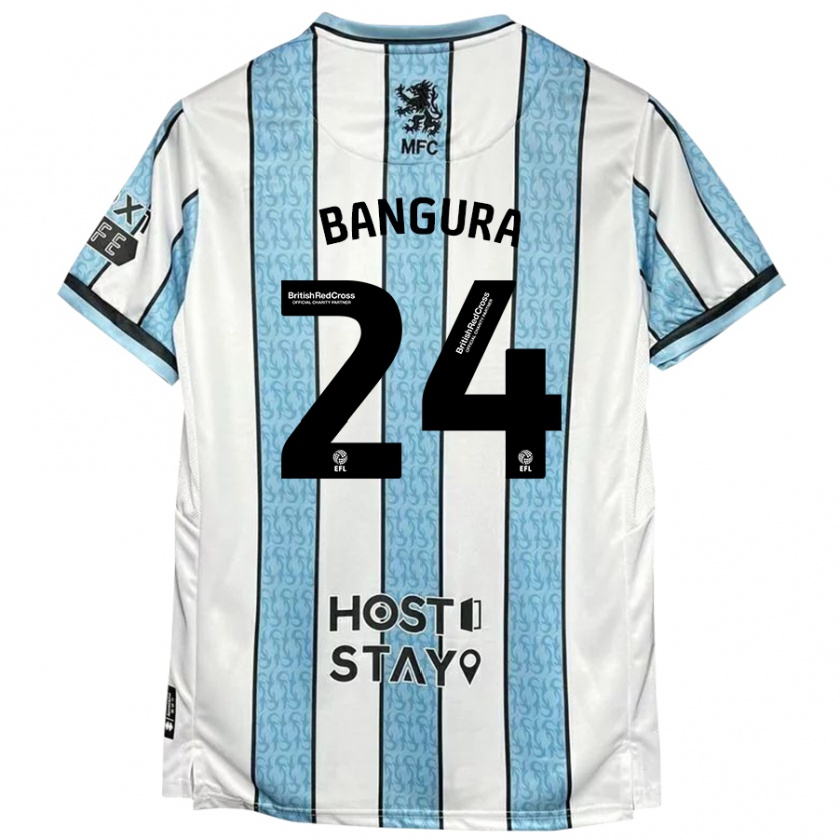 Kandiny Uomo Maglia Alex Bangura #24 Bianco Blu Kit Gara Away 2024/25 Maglietta