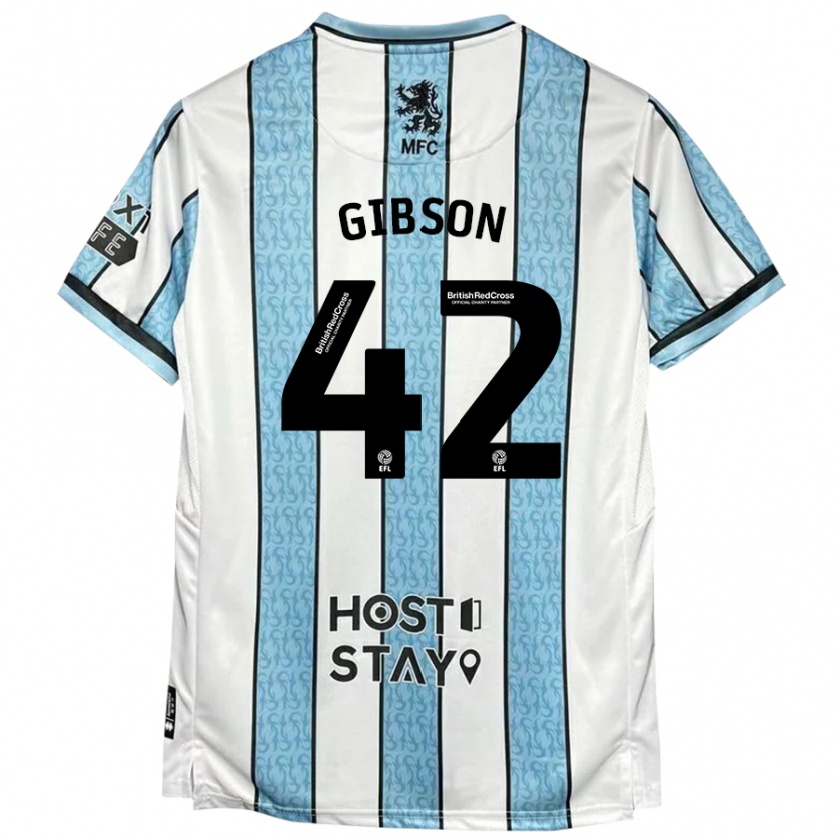 Kandiny Herren Joseph Gibson #42 Weiß Blau Auswärtstrikot Trikot 2024/25 T-Shirt Österreich