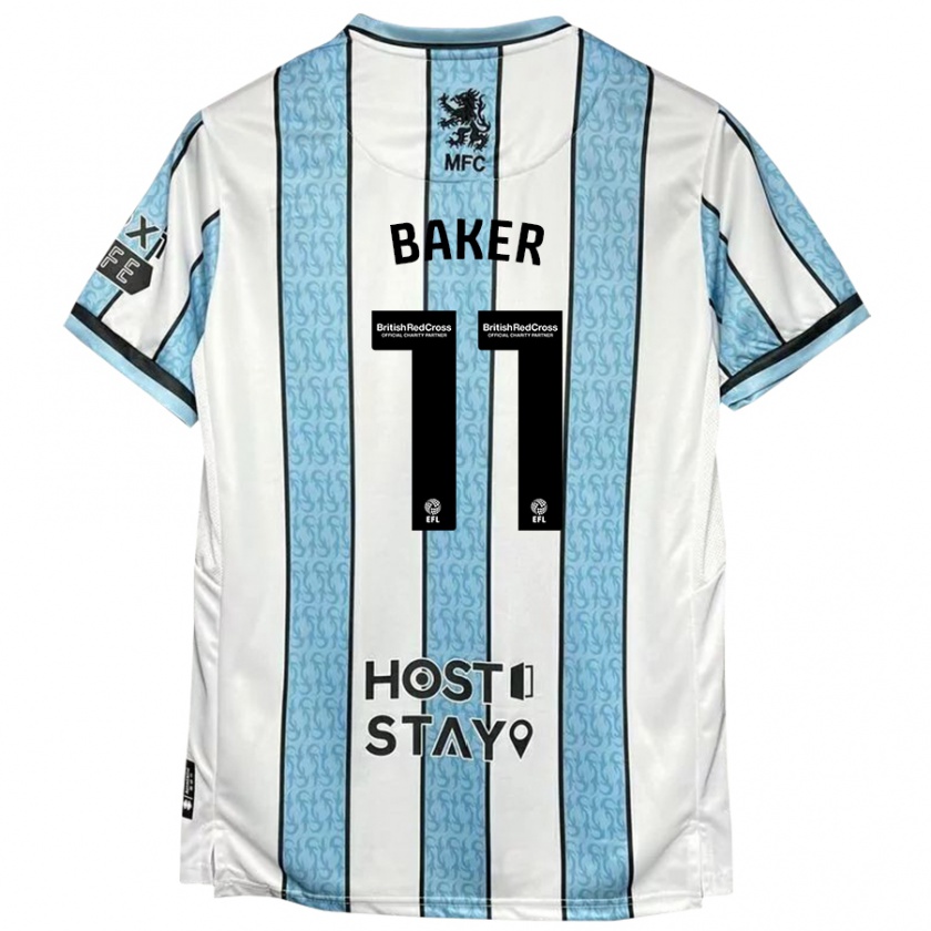 Kandiny Hombre Camiseta Ella Baker #11 Blanco Azul 2ª Equipación 2024/25 La Camisa