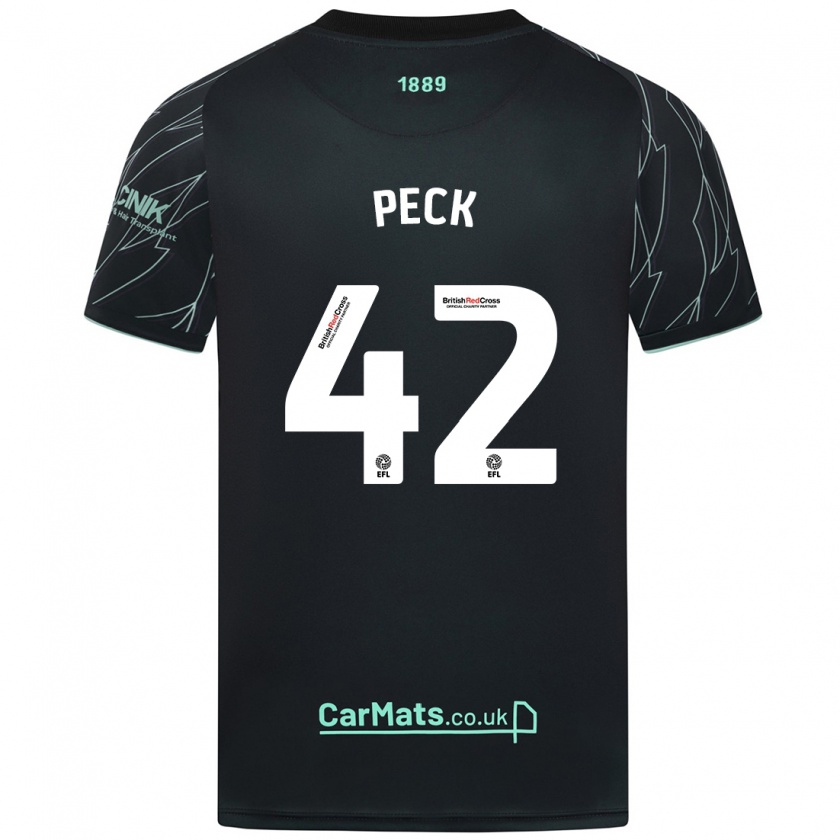 Kandiny Hombre Camiseta Sydie Peck #42 Negro Verde 2ª Equipación 2024/25 La Camisa