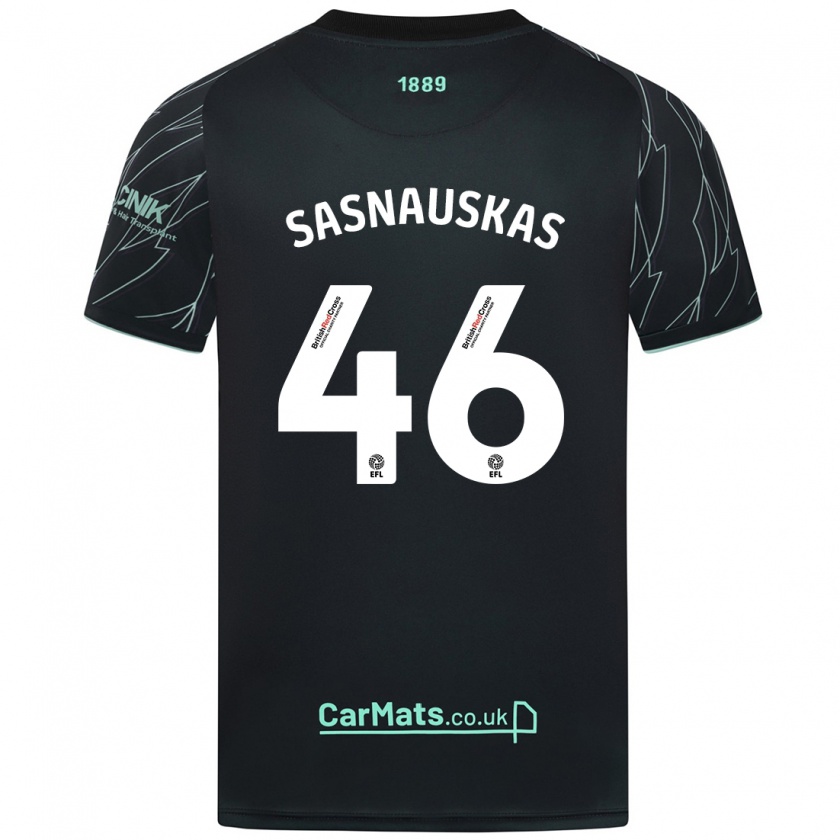 Kandiny Heren Dovydas Sasnauskas #46 Zwart Groen Uitshirt Uittenue 2024/25 T-Shirt België