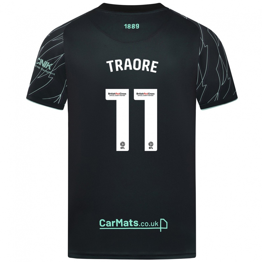 Kandiny Hombre Camiseta Bénie Traoré #11 Negro Verde 2ª Equipación 2024/25 La Camisa