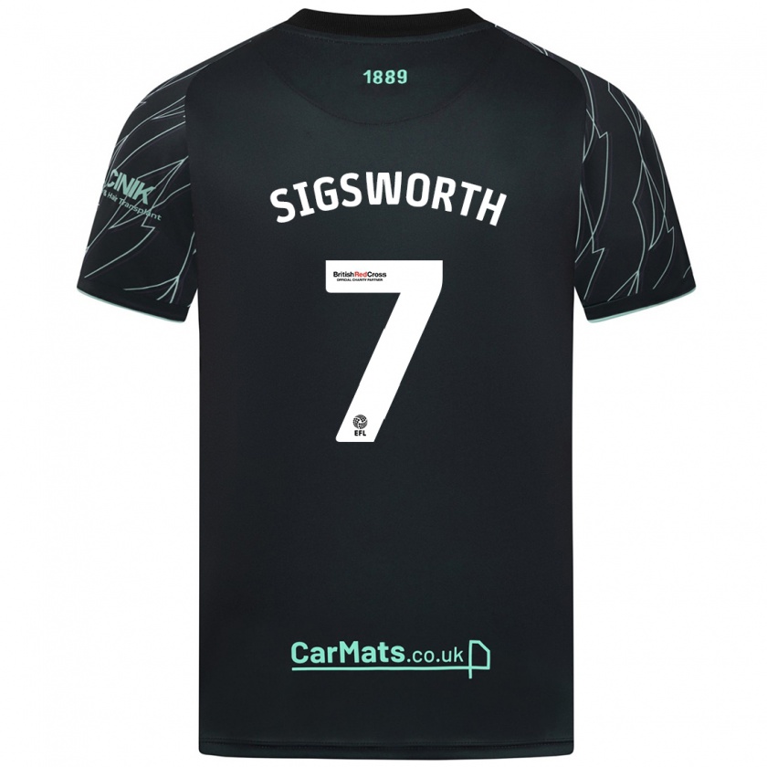 Kandiny Uomo Maglia Jess Sigsworth #7 Nero Verde Kit Gara Away 2024/25 Maglietta