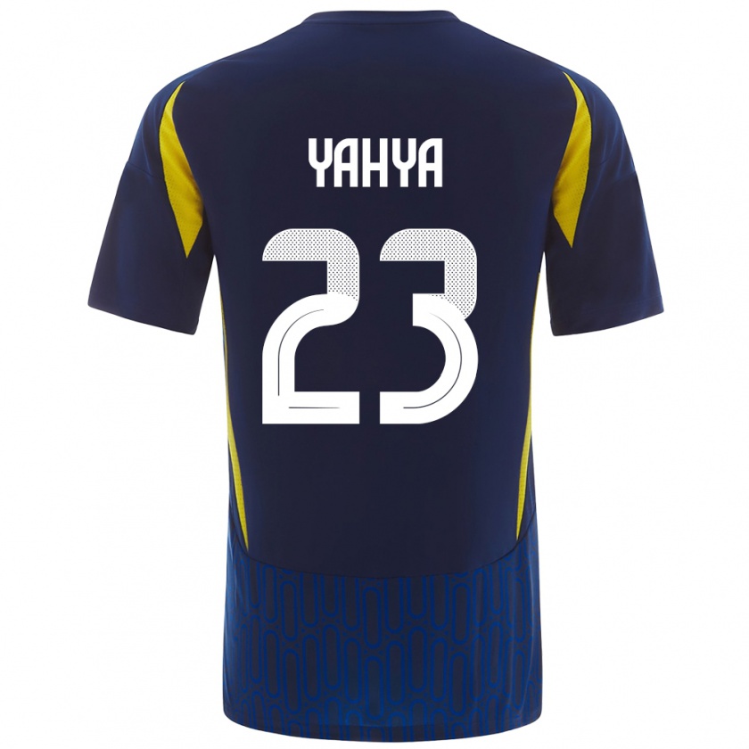 Kandiny Heren Ayman Yahya #23 Blauw Geel Uitshirt Uittenue 2024/25 T-Shirt