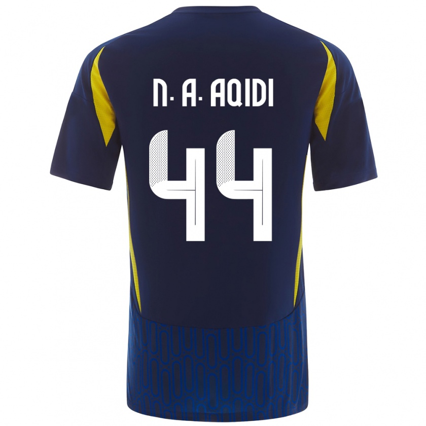 Kandiny Heren Nawaf Al-Aqidi #44 Blauw Geel Uitshirt Uittenue 2024/25 T-Shirt België