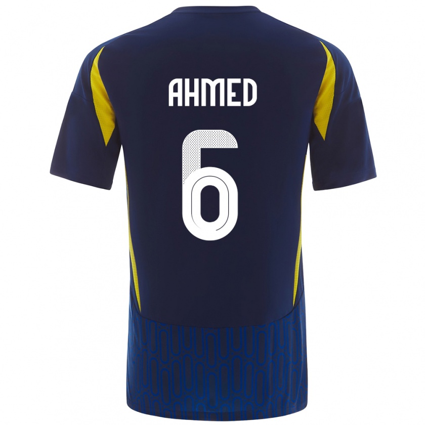 Kandiny Heren Aseel Ahmed #6 Blauw Geel Uitshirt Uittenue 2024/25 T-Shirt