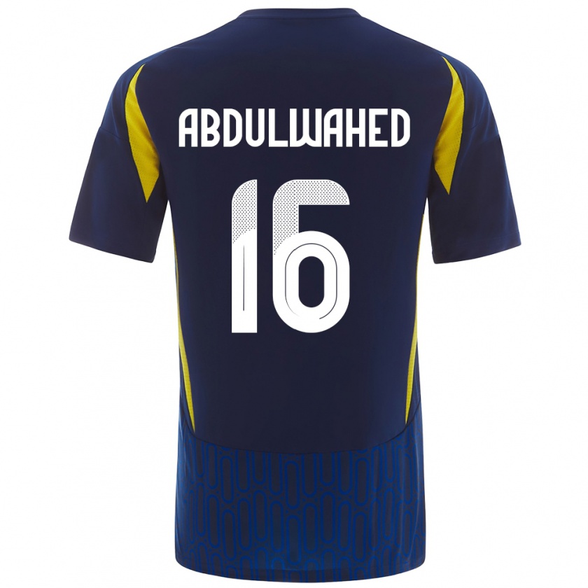 Kandiny Hombre Camiseta Ghader Abdulwahed #16 Azul Amarillo 2ª Equipación 2024/25 La Camisa