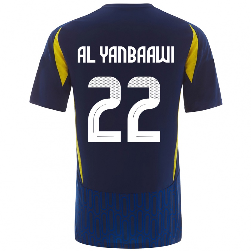 Kandiny Heren Tahani Al-Yanbaawi #22 Blauw Geel Uitshirt Uittenue 2024/25 T-Shirt België