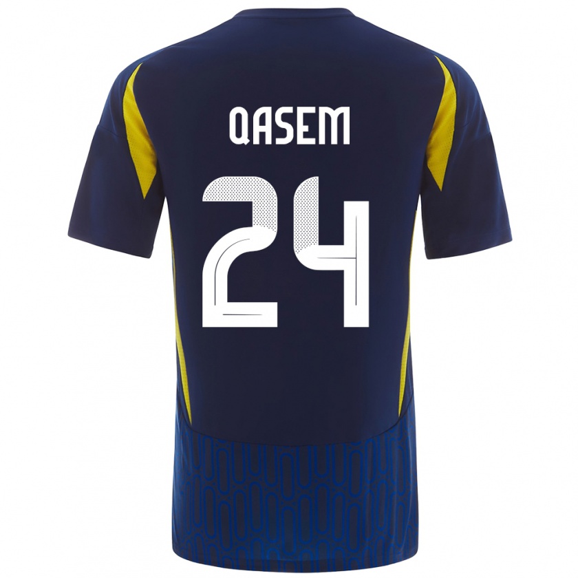 Kandiny Heren Mohammed Qasem #24 Blauw Geel Uitshirt Uittenue 2024/25 T-Shirt